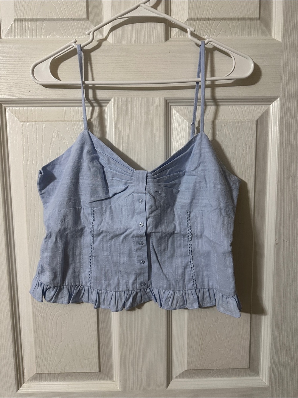 All in Favor Light Blue Spaghetti Strap Ruffle-Hem Cami